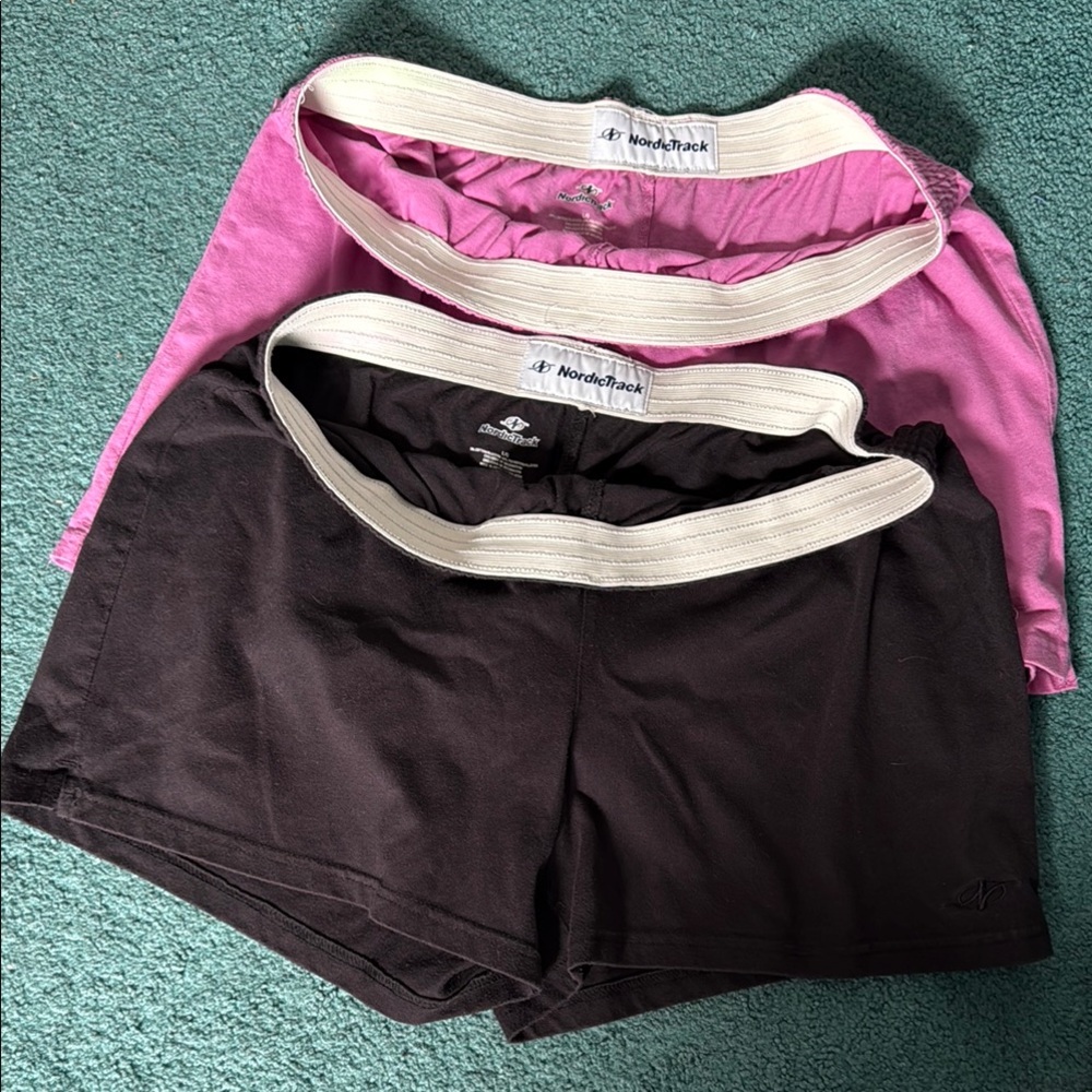Set of NordicTrack Pink and Black Athletic Shorts